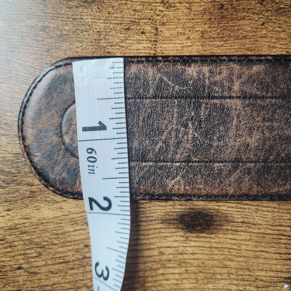 Lauren Ralph Lauren Genuine Leather Womens Belt Distressed Brown Wide Size Large - Picture 6 of 7